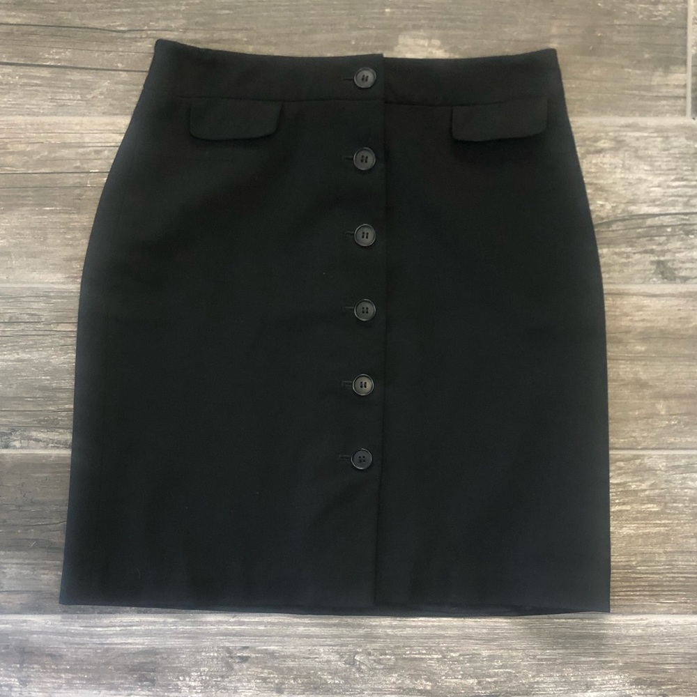 Loft Black Button Down Skirt 8P